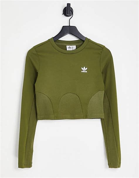 adidas Originals – Langärmliges Oberteil in Khaki mit 